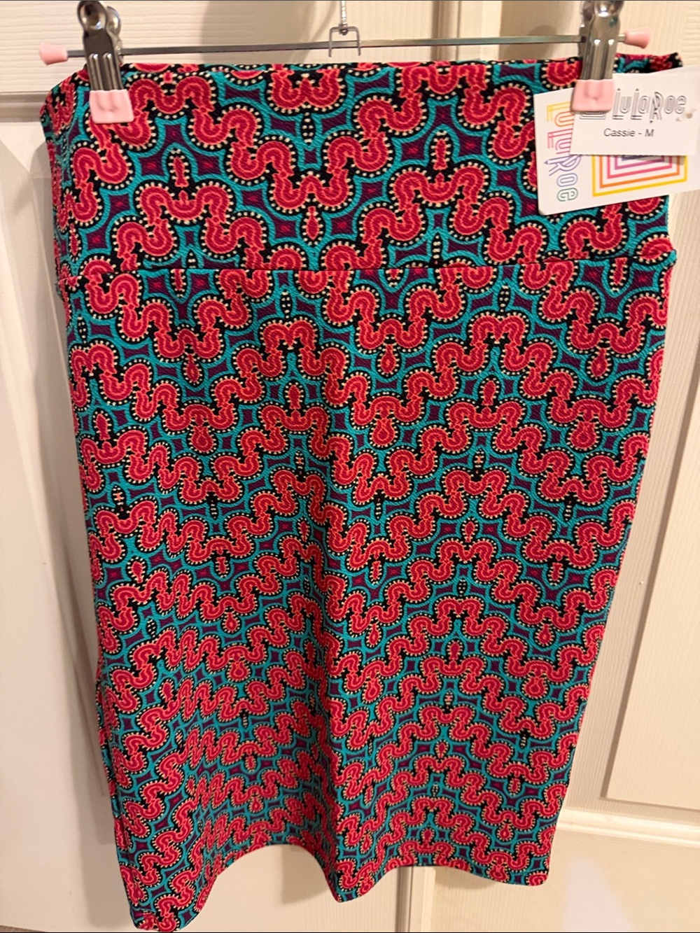LuLaRoe Cassie Skirt - Bright Pink & Teal Swirl Print